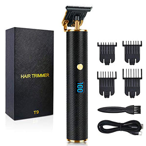 Men Hair Clippers, Professional Outliner Hair Trimmer Cordless, Mens Beard Trimmer, Wireless Hair Cutting Kit for Barbers, USB Rechargeable, Black and Gold--YS