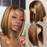 4x1 T Part Short Bob Highlight Wig Human Lacefront Wig