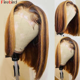 4x1 T Part Short Bob Highlight Wig Human Lacefront Wig